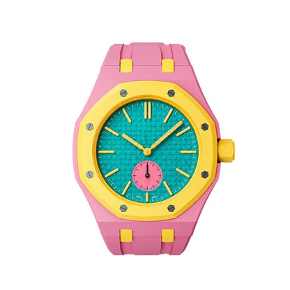 [LunaMar]OAK POP EXCLUSIVE PINK AND YELLOW SILICONE STRAP