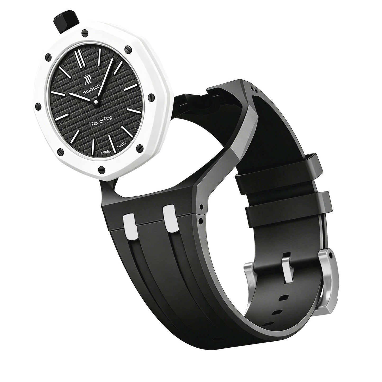 [LunaMar]OAK POP EXCLUSIVE BLACK AND WHITE SILICONE STRAP