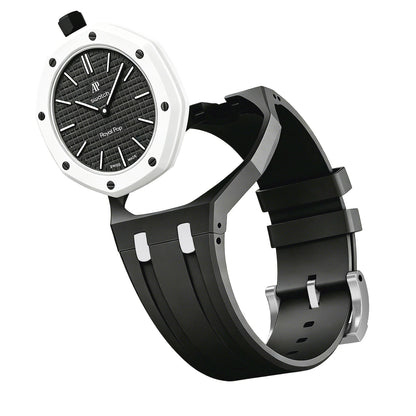 [LunaMar]OAK POP EXCLUSIVE BLACK AND WHITE SILICONE STRAP