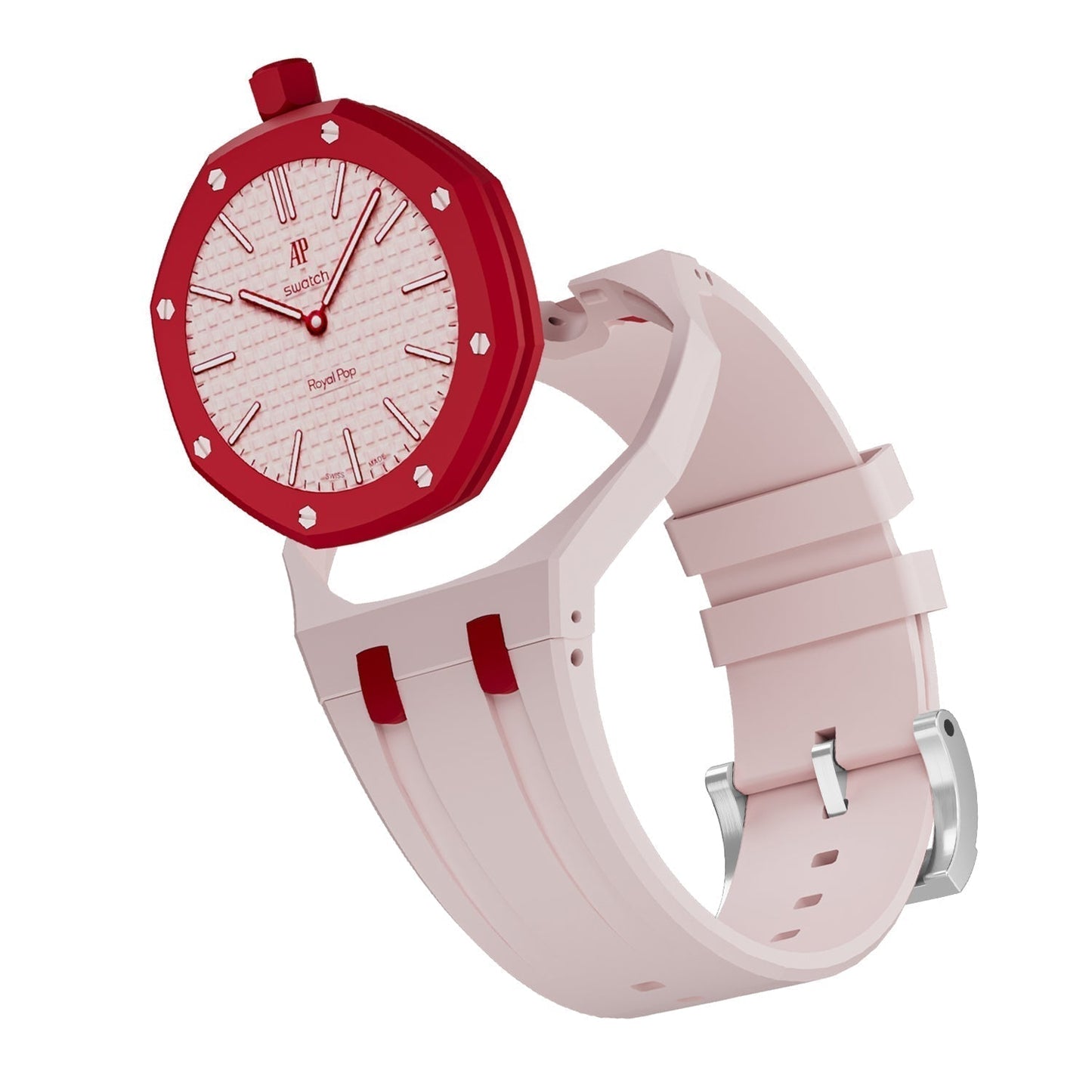 [LunaMar]OAK POP EXCLUSIVE PINK AND RED SILICONE STRAP