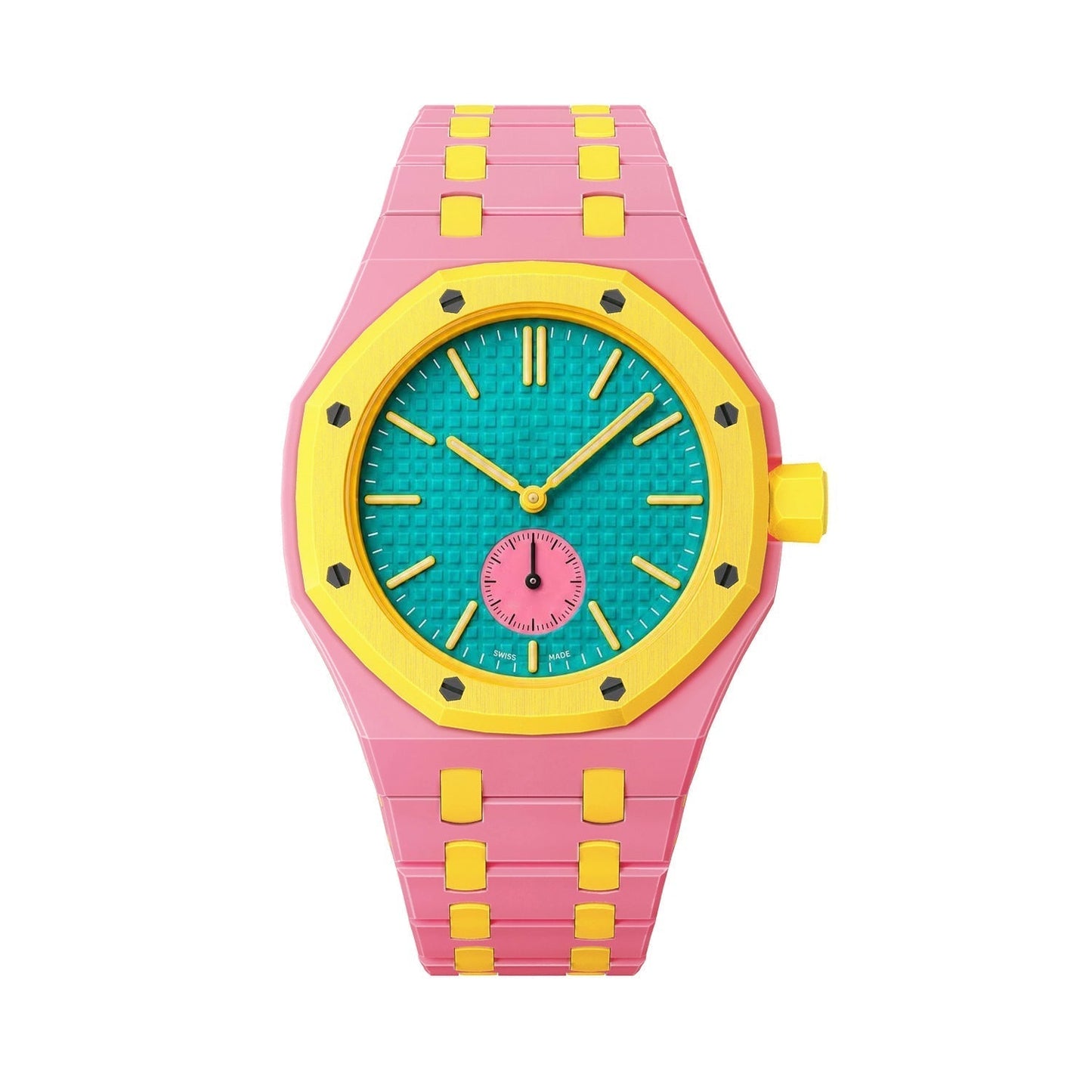 [LunaMar]OAK POP EXCLUSIVE PINK AND YELLOW BIOCERAMIC STRAP