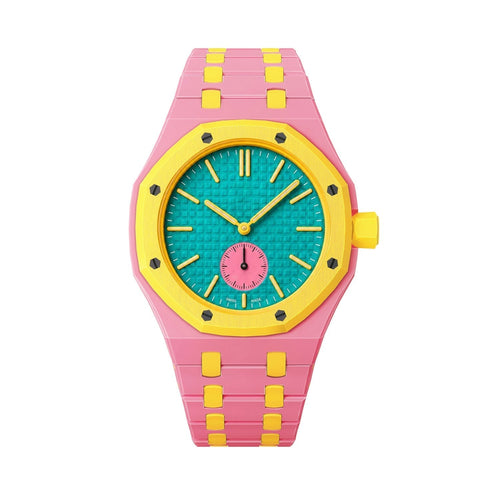 [LunaMar]OAK POP EXCLUSIVE PINK AND YELLOW BIOCERAMIC STRAP
