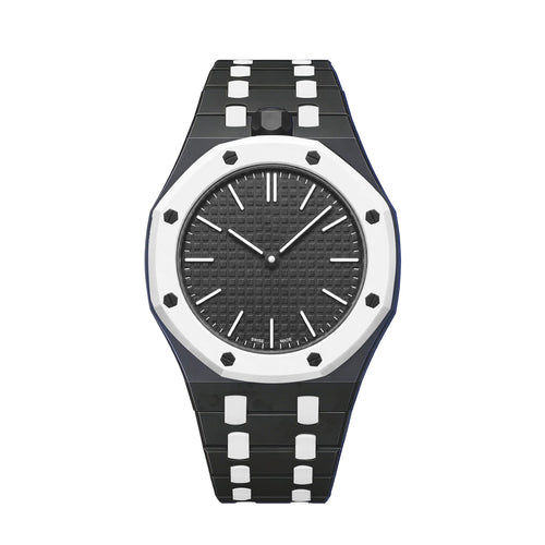 [LunaMar]OAK POP EXCLUSIVE BLACK AND WHITE BIOCERAMIC STRAP