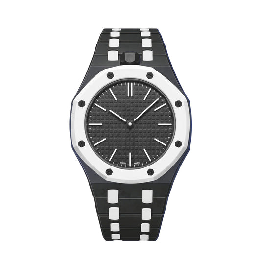 [LunaMar]OAK POP EXCLUSIVE BLACK AND WHITE BIOCERAMIC STRAP