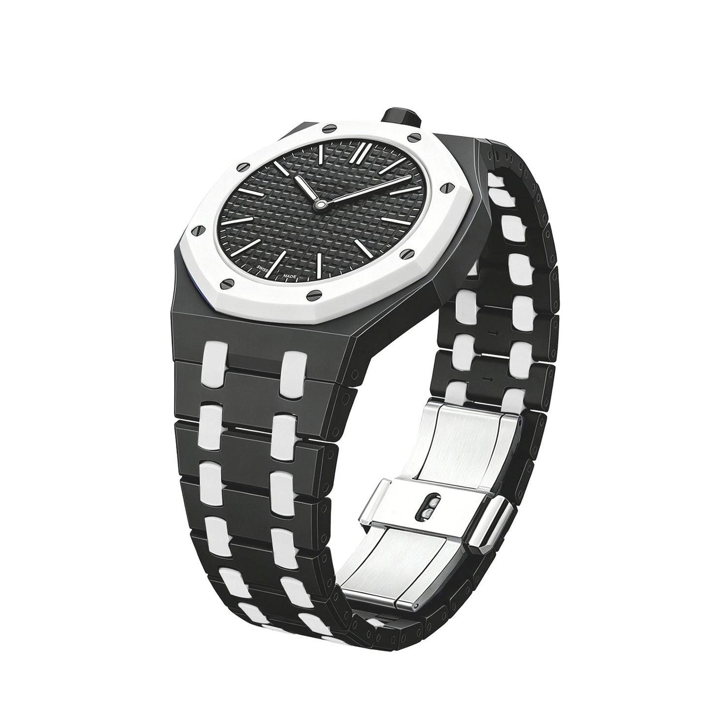 [LunaMar]OAK POP EXCLUSIVE BLACK AND WHITE BIOCERAMIC STRAP