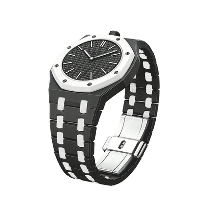 [LunaMar]OAK POP EXCLUSIVE BLACK AND WHITE BIOCERAMIC STRAP