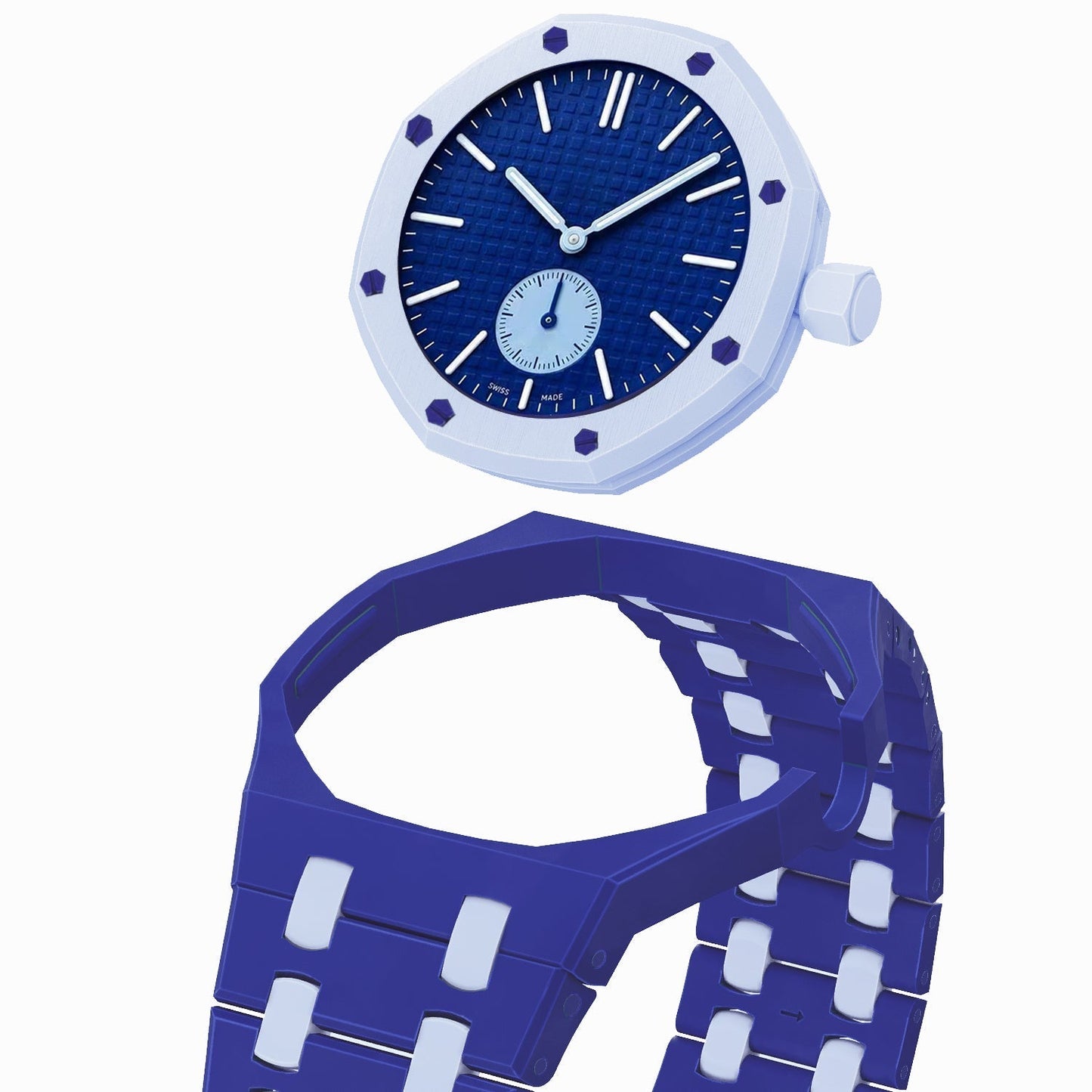 [LunaMar]OAK POP EXCLUSIVE DARK BLUE AND LIGHT BLUE BIOCERAMIC STRAP