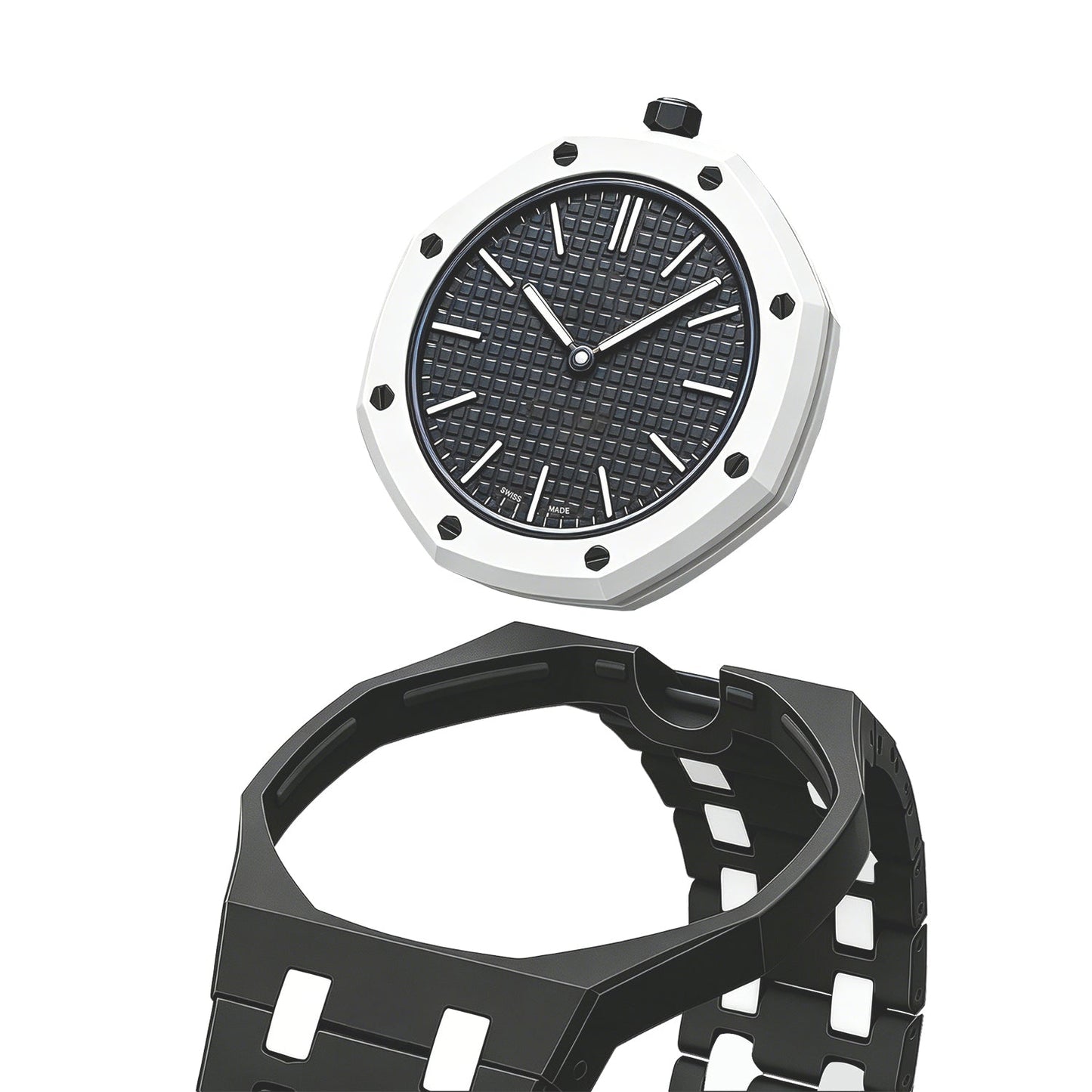 [LunaMar]OAK POP EXCLUSIVE BLACK AND WHITE BIOCERAMIC STRAP