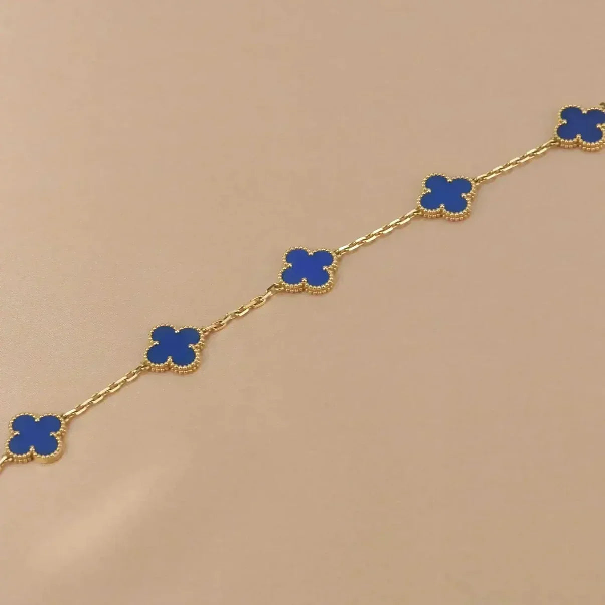 [LunaMar]LUCKY CLOVER 5-MOTIF BRACELET - BLUE AGATE COLLECTION