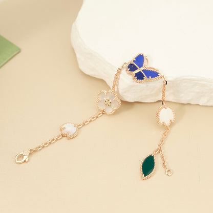 [LunaMar]SPRING ENCHANTMENT BUTTERFLY & FLORAL CHARM BRACELET