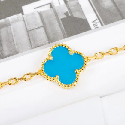 [LunaMar]LUCKY CLOVER 5-MOTIF BRACELET - TURQUOISE COLLECTION