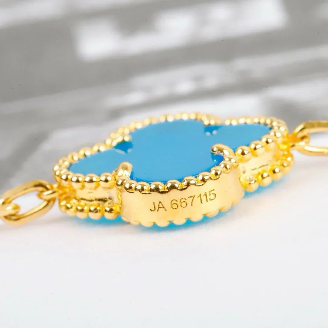 [LunaMar]LUCKY CLOVER 5-MOTIF BRACELET - TURQUOISE COLLECTION