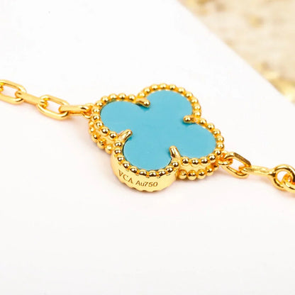 [LunaMar]LUCKY CLOVER 5-MOTIF BRACELET - TURQUOISE COLLECTION