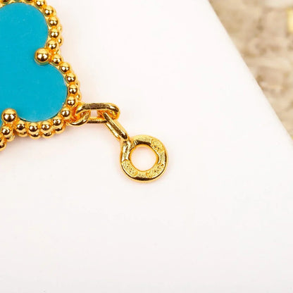 [LunaMar]LUCKY CLOVER 5-MOTIF BRACELET - TURQUOISE COLLECTION