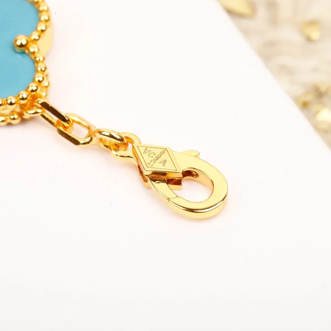 [LunaMar]LUCKY CLOVER 5-MOTIF BRACELET - TURQUOISE COLLECTION