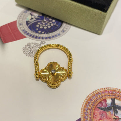 [LunaMar]LUCKY CLOVER GOLD REVERSIBLE RING