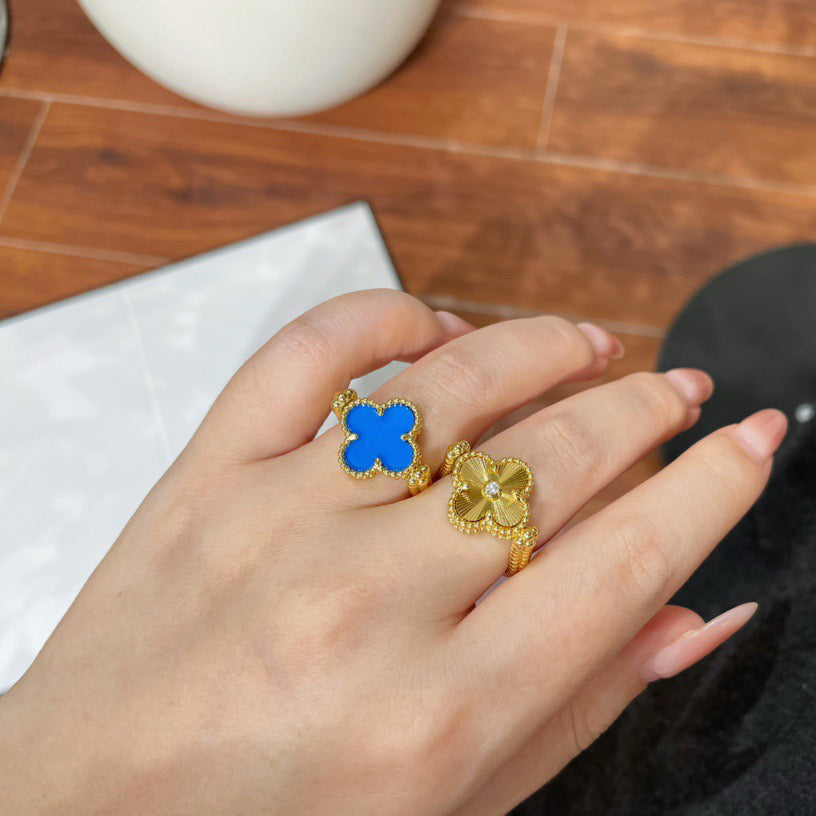 [LunaMar]LUCKY CLOVER GOLD REVERSIBLE RING