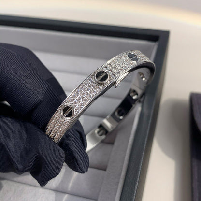 [LunaMar]CLASSIC 6.1MM LOVE BANGLE - DIAMOND PAVÉ & BLACK CERAMIC