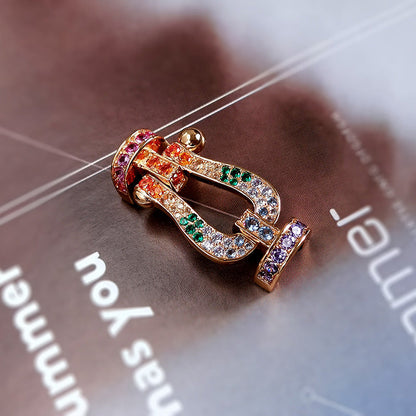[LunaMar]FORCE LARGE HORSESHOE COLORED DIAMOND BRACELET - ROSE GOLD