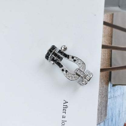 [LunaMar]FORCE LARGE HORSESHOE BLACK & WHITE DIAMOND BRACELET - ROSE GOLD