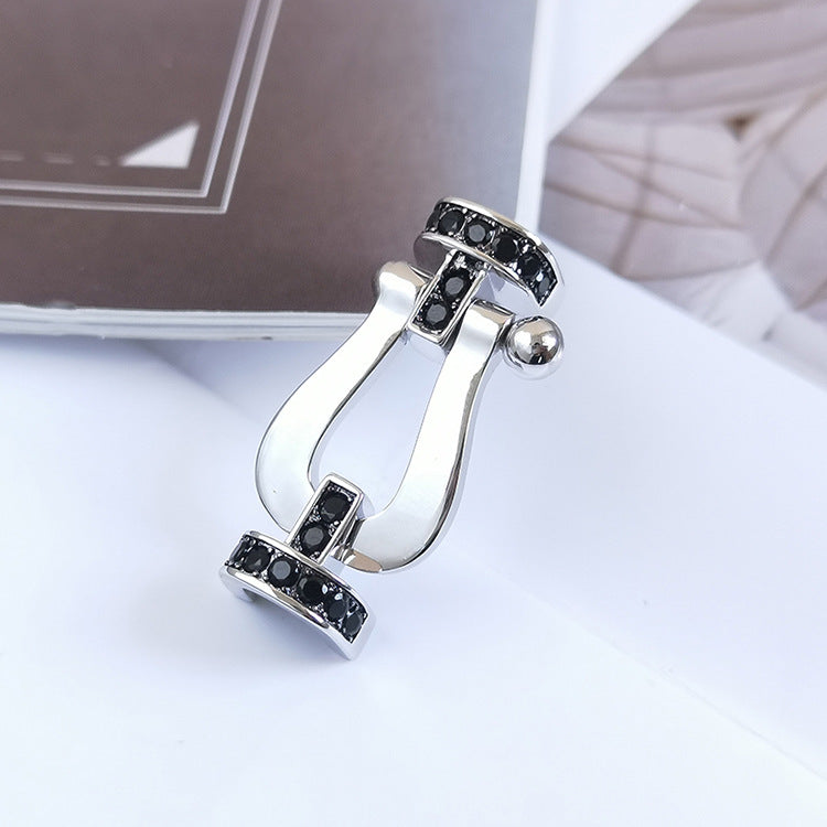 [LunaMar]FORCE LARGE HORSESHOE BLACK DIAMOND BRACELET - WHITE GOLD