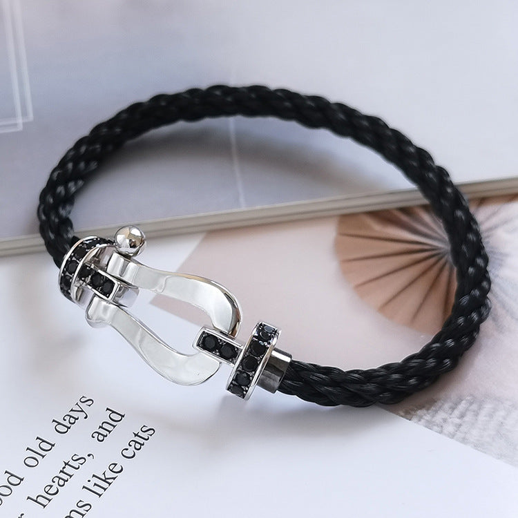 [LunaMar]FORCE LARGE HORSESHOE BLACK DIAMOND BRACELET - WHITE GOLD