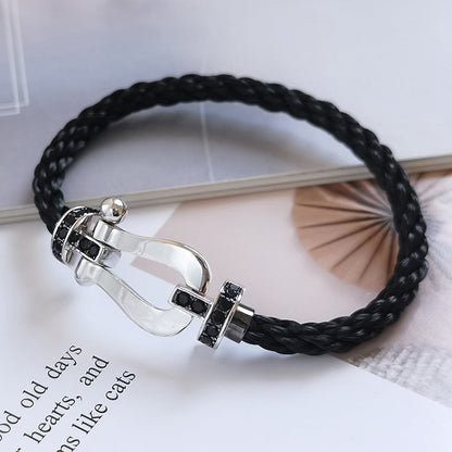 [LunaMar]FORCE LARGE HORSESHOE BLACK DIAMOND BRACELET - WHITE GOLD