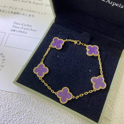 [LunaMar]LUCKY CLOVER 5-MOTIF BRACELET - VIOLET COLLECTION