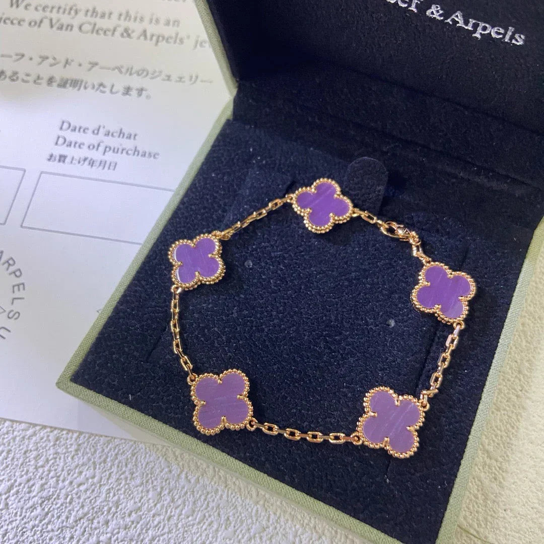 [LunaMar]LUCKY CLOVER 5-MOTIF BRACELET - VIOLET COLLECTION
