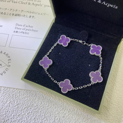 [LunaMar]LUCKY CLOVER 5-MOTIF BRACELET - VIOLET COLLECTION