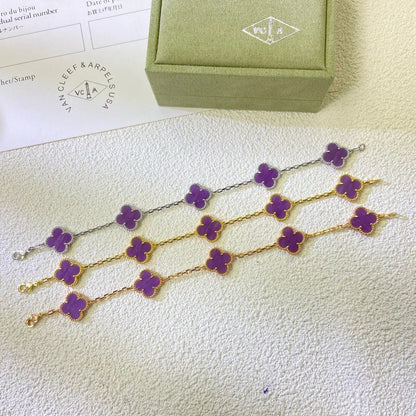 [LunaMar]LUCKY CLOVER 5-MOTIF BRACELET - VIOLET COLLECTION