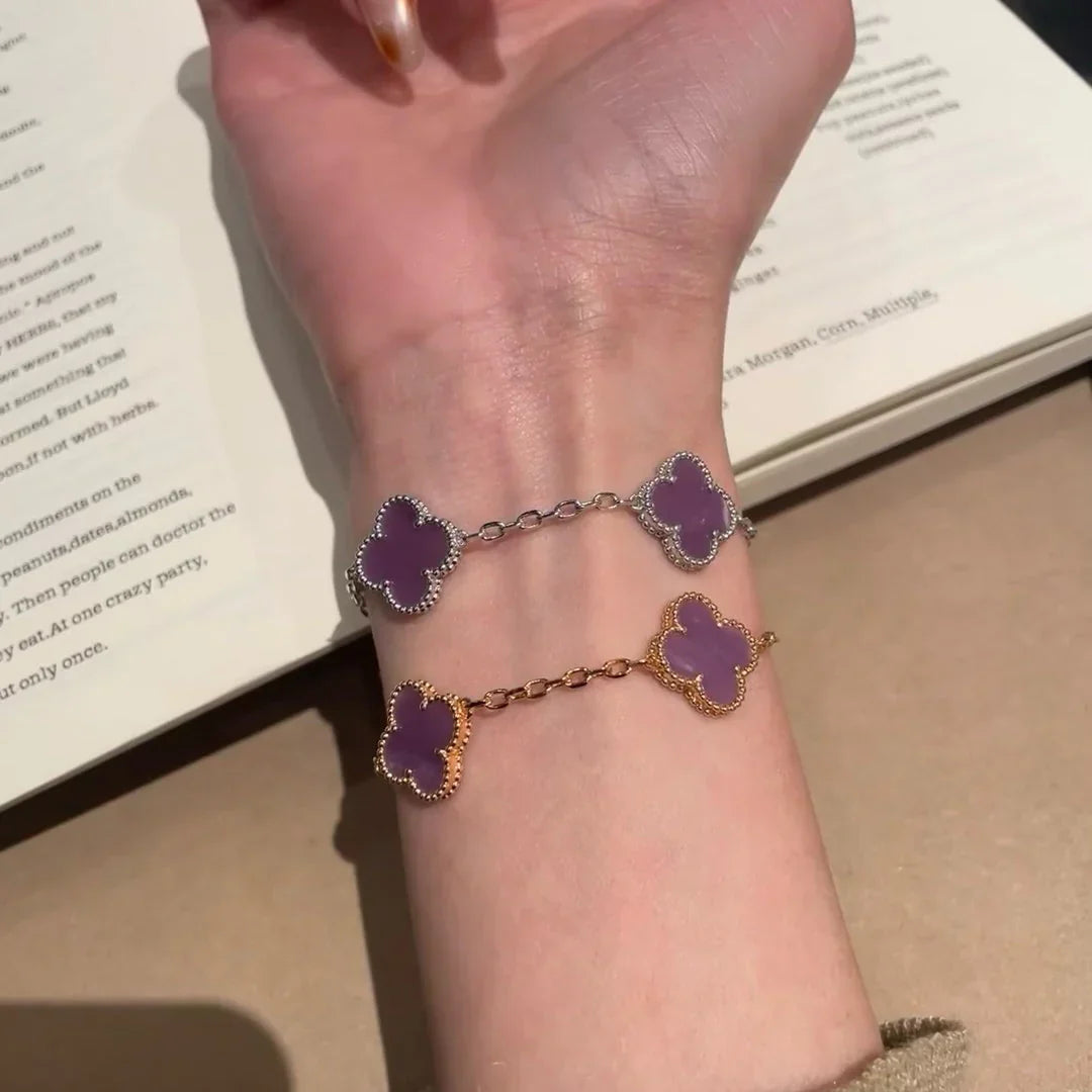 [LunaMar]LUCKY CLOVER 5-MOTIF BRACELET - VIOLET COLLECTION