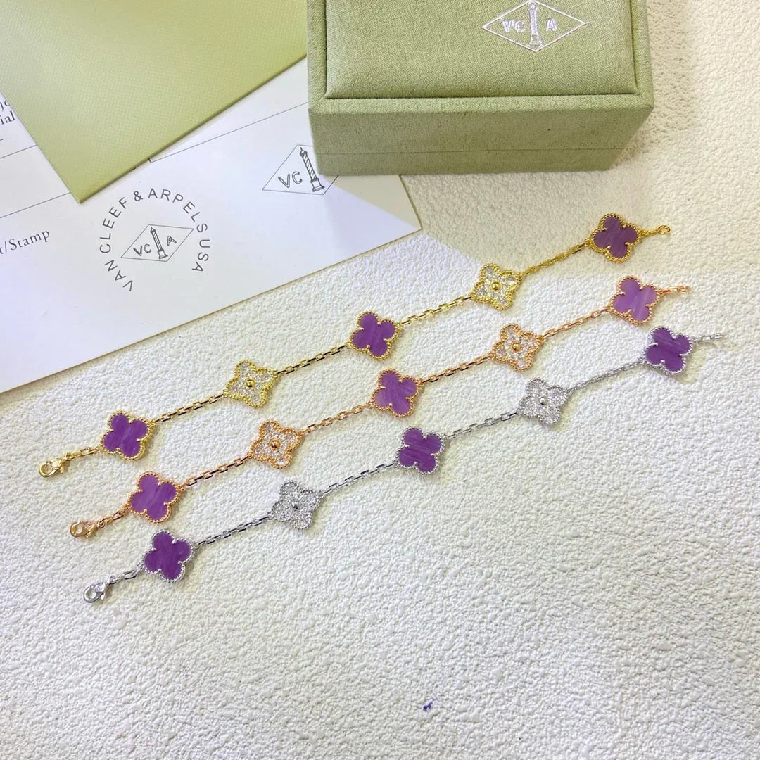[LunaMar]LUCKY CLOVER 5-MOTIF BRACELET - VIOLET COLLECTION