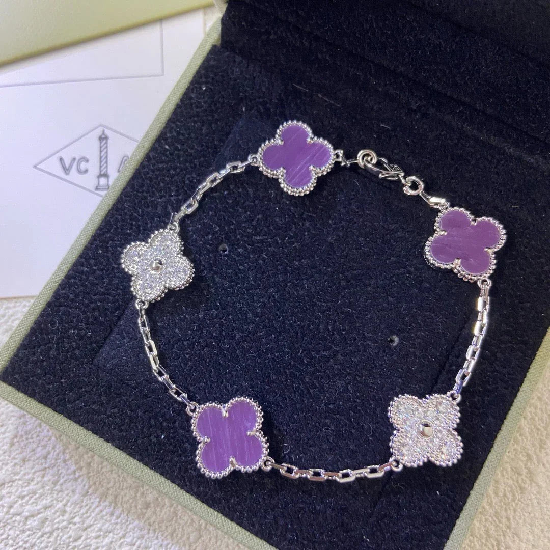 [LunaMar]LUCKY CLOVER 5-MOTIF BRACELET - VIOLET COLLECTION