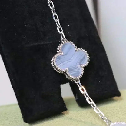 [LunaMar]LUCKY CLOVER 5-MOTIF BRACELET - PURPLE CHALCEDONY COLLECTION