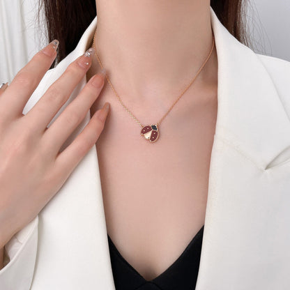 [LunaMar]LUCKY CARNELIAN LADYBUG CHARM NECKLACE