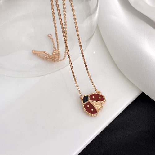 [LunaMar]LUCKY CARNELIAN LADYBUG CHARM NECKLACE