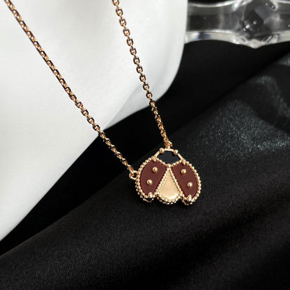[LunaMar]LUCKY CARNELIAN LADYBUG CHARM NECKLACE