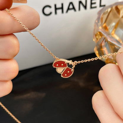 [LunaMar]LUCKY CARNELIAN LADYBUG CHARM NECKLACE