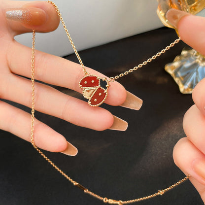 [LunaMar]LUCKY CARNELIAN LADYBUG CHARM NECKLACE