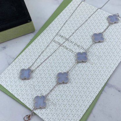 [LunaMar]LUCKY CLOVER 5-MOTIF BRACELET - PURPLE CHALCEDONY COLLECTION