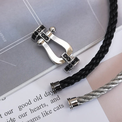 [LunaMar]FORCE LARGE HORSESHOE BLACK DIAMOND BRACELET - WHITE GOLD