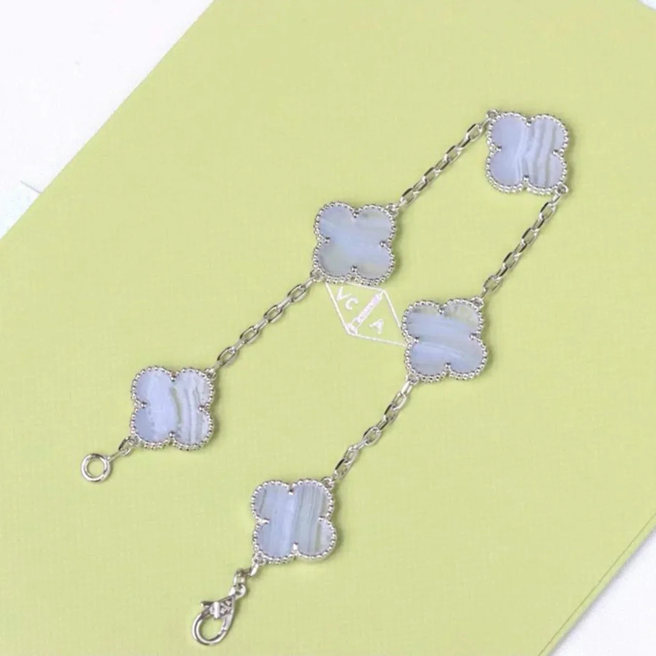 [LunaMar]LUCKY CLOVER 5-MOTIF BRACELET - PURPLE CHALCEDONY COLLECTION