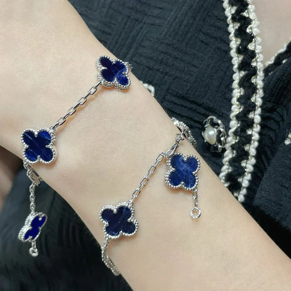 [LunaMar]LUCKY CLOVER 5-MOTIF BRACELET - PIETERSITE COLLECTION