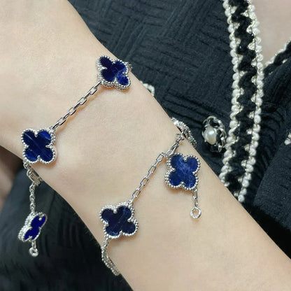 [LunaMar]LUCKY CLOVER 5-MOTIF BRACELET - PIETERSITE COLLECTION