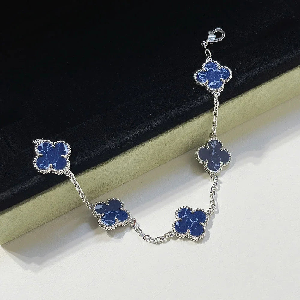 [LunaMar]LUCKY CLOVER 5-MOTIF BRACELET - PIETERSITE COLLECTION