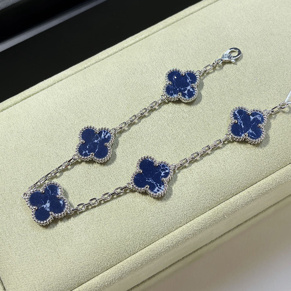 [LunaMar]LUCKY CLOVER 5-MOTIF BRACELET - PIETERSITE COLLECTION