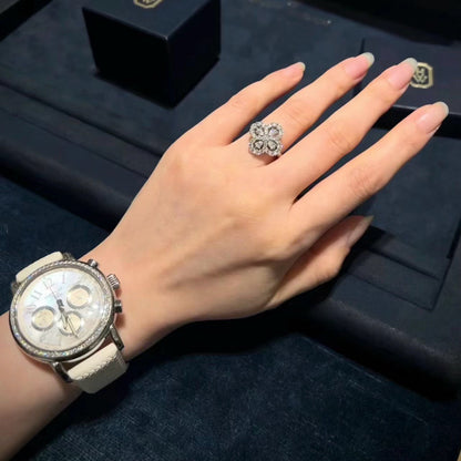 [LunaMar]LOOP RING FULL MOTIF DIAMOND 16MM SILVE