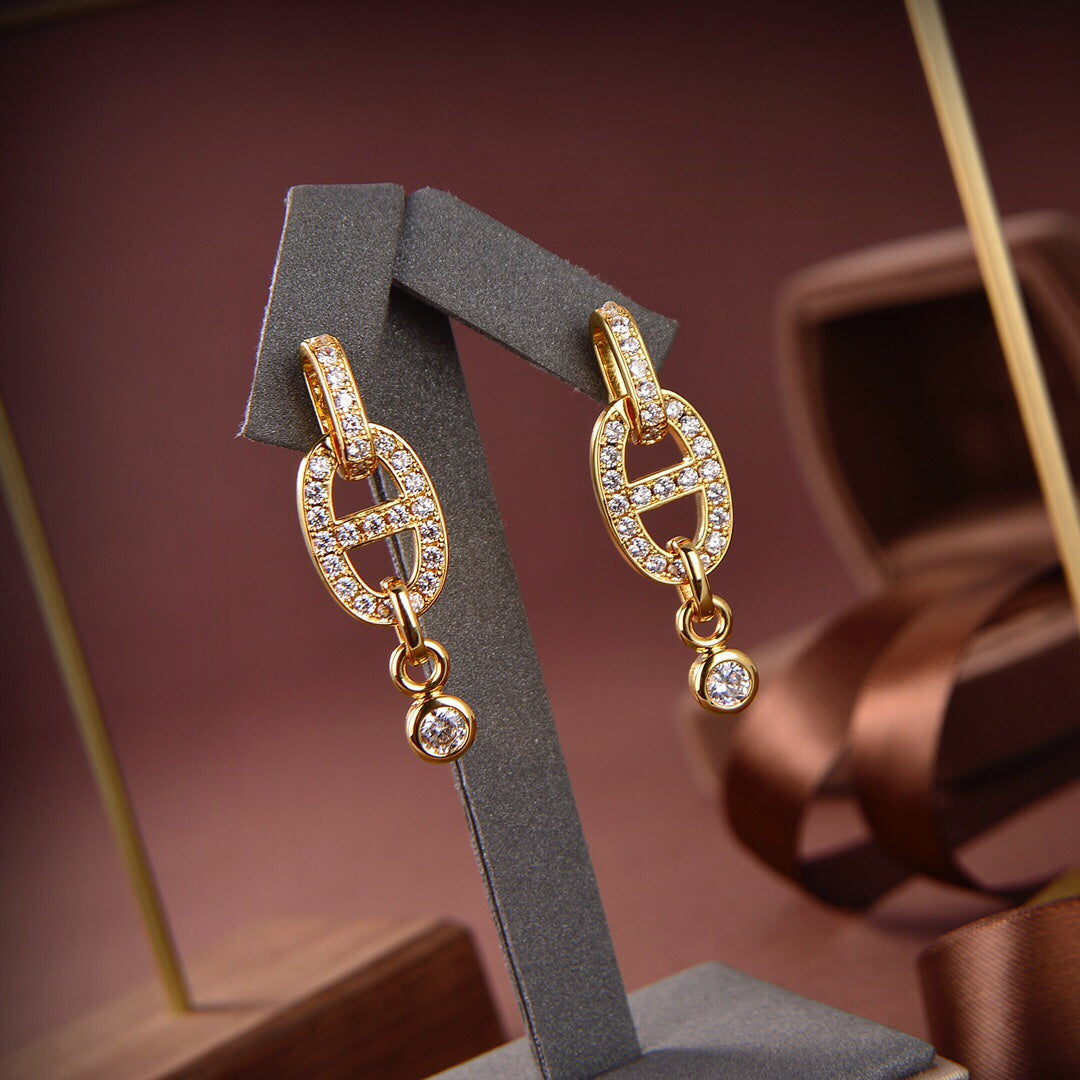[LunaMar]HM CHAINE DIAMOND EARRINGS