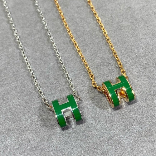 [LunaMar]POP H GREEN NECKLACE SILVER AND GOLD
